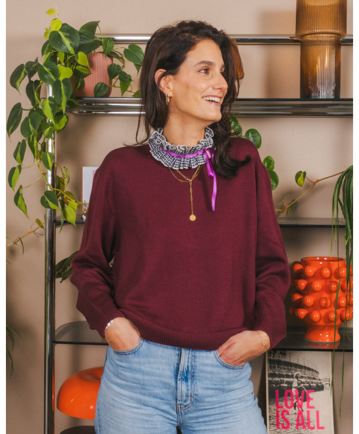 Pull mérinos uni femme
