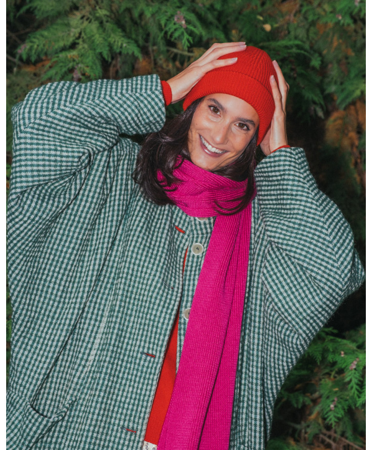 Bonnet en laine mérinos coquelicot