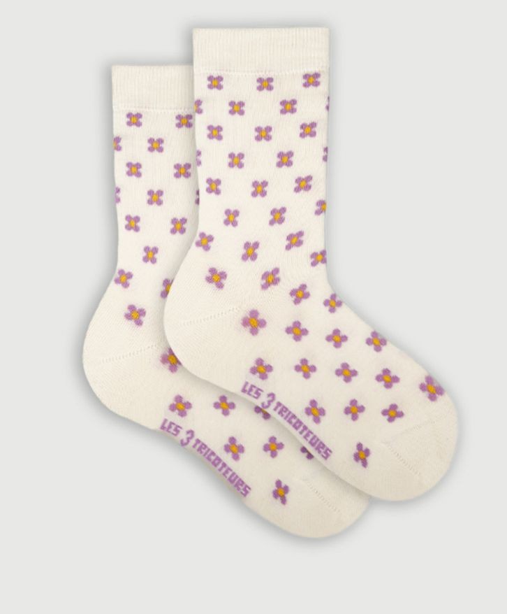 Chaussettes petites fleurs en coton bio
