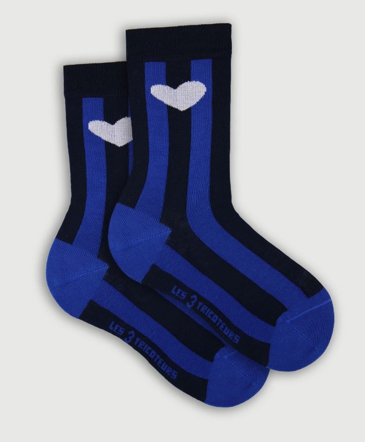 Chaussettes cœur & rayures verticales