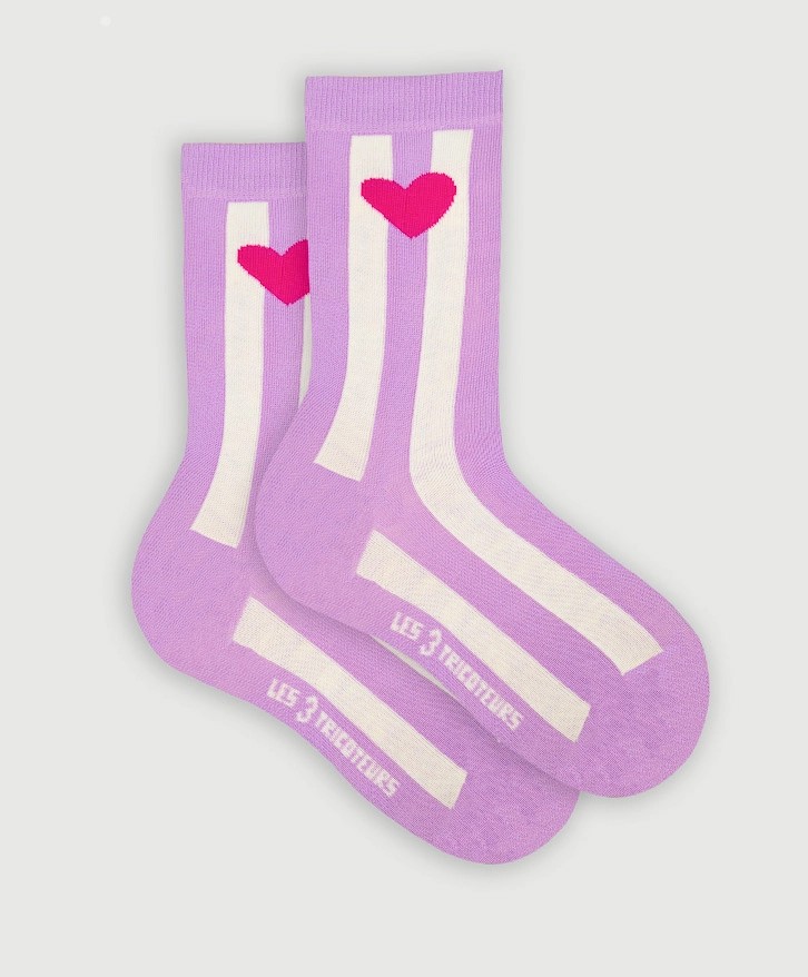 Chaussettes cœur & rayures verticales