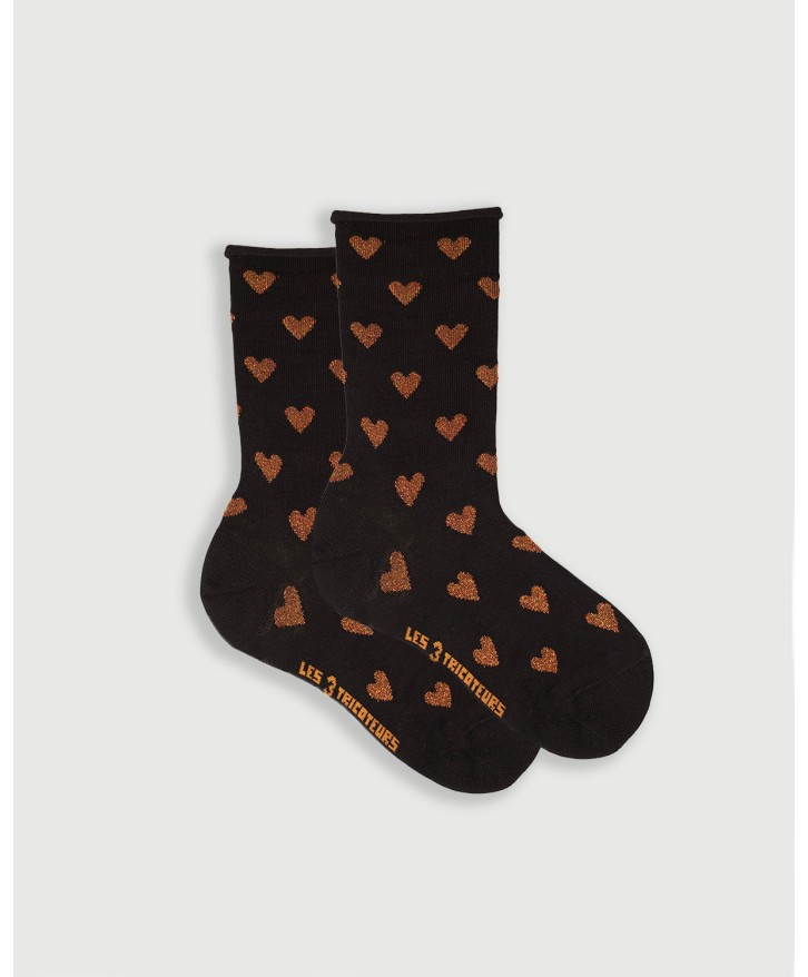 Chaussettes roulottées cœurs -