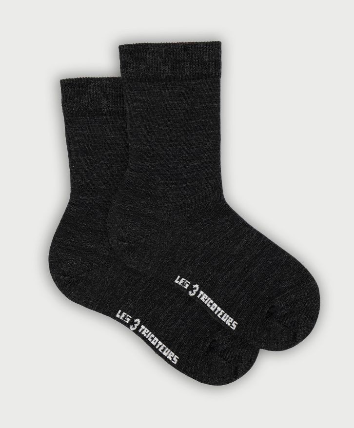 Chaussettes fines en laine mérinos française - Gris anthracite -
