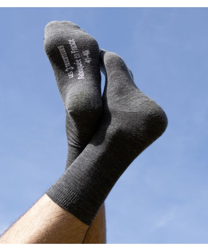 Chaussettes fines en laine mérinos française - Gris