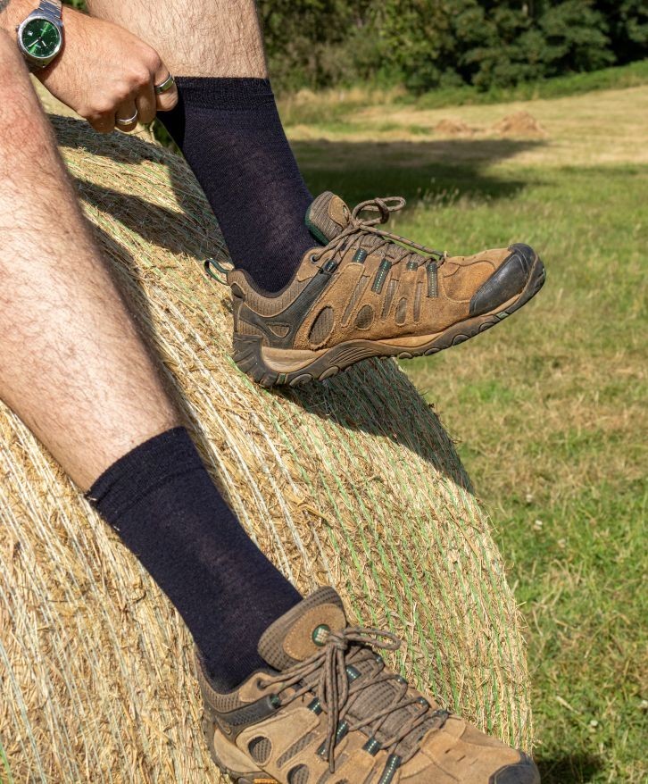 Chaussettes fines en laine mérinos française - Gris anthracite -