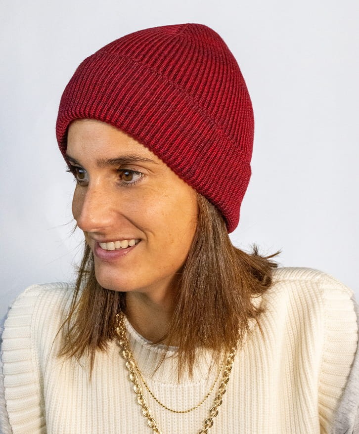 Bonnet chiné bordeaux et rouge -