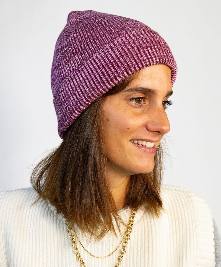 Bonnet chiné bordeaux et rose