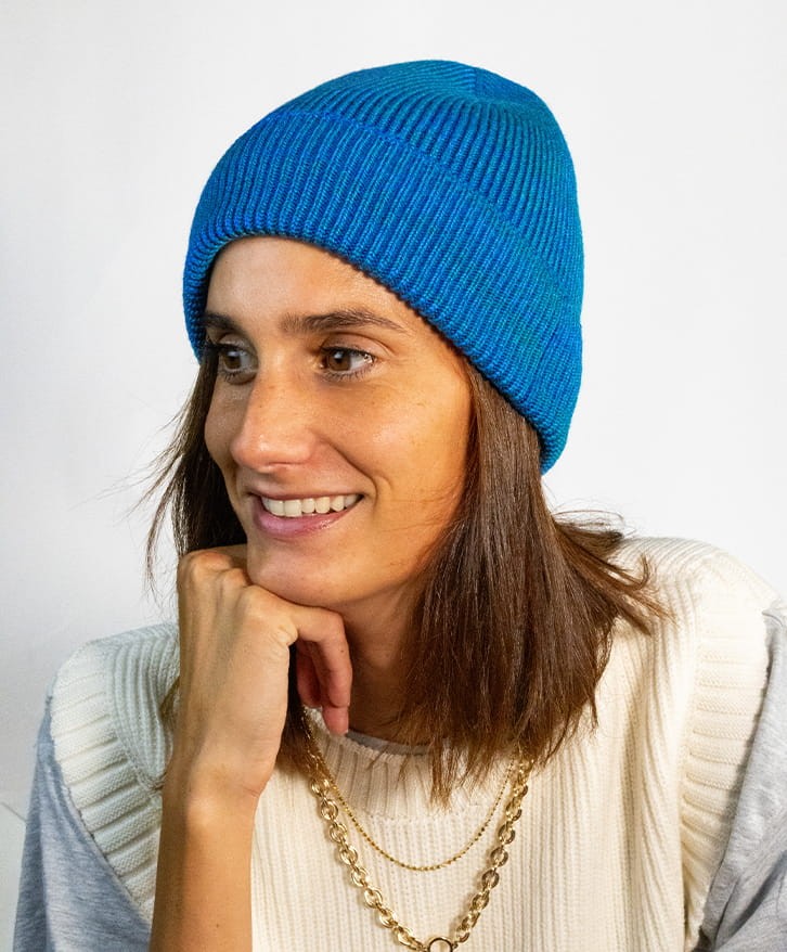 Bonnet chiné bleu et vert