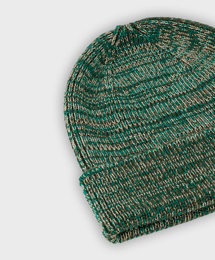 Bonnet chiné kaki et sable