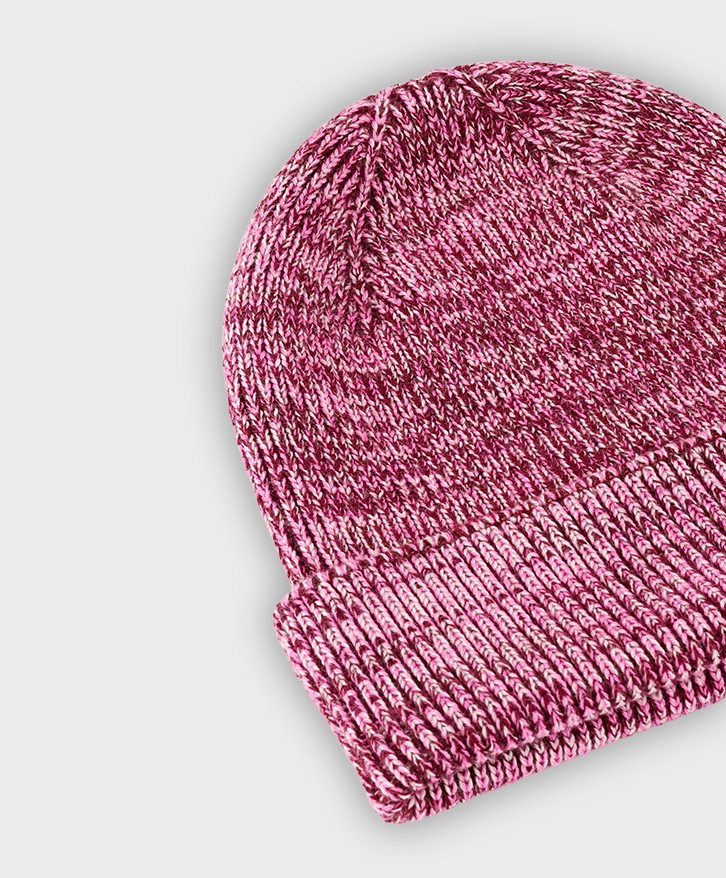 Bonnet chiné bordeaux et rose -
