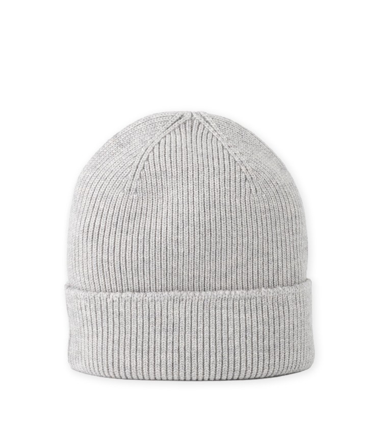 Bonnet en laine mérinos gris chiné -