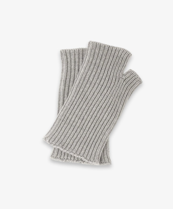 Mitaines en laine mérinos gris chiné -