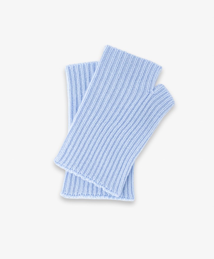 Mitaines en laine mérinos bleu ciel -