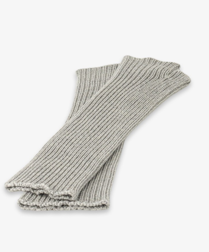 Mitaines longues en laine mérinos gris chiné