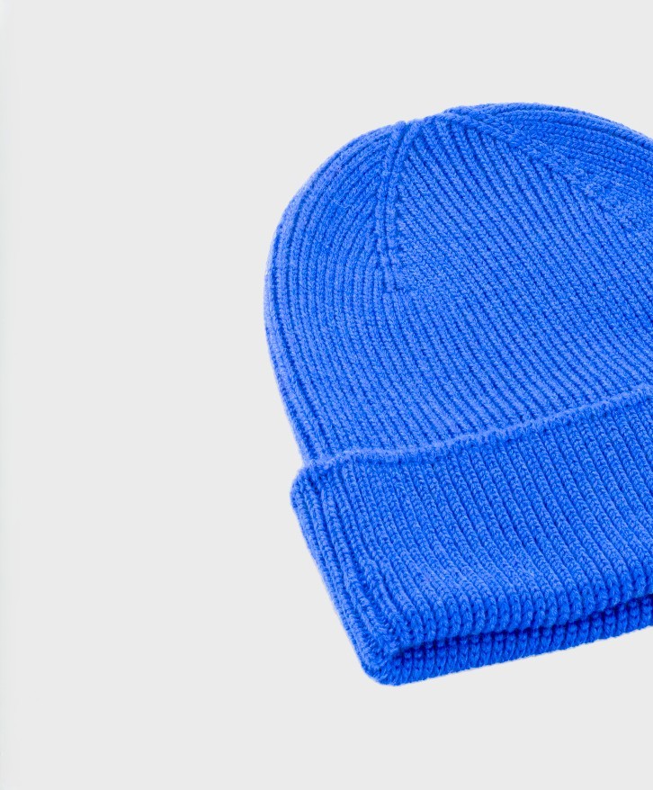 Bonnet en laine mérinos bleu roi
