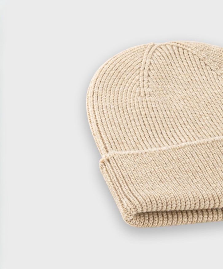 Bonnet en laine mérinos beige