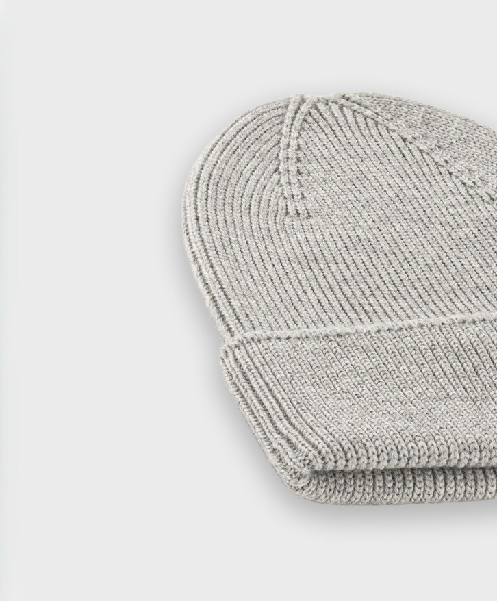 Bonnet en laine mérinos gris chiné -