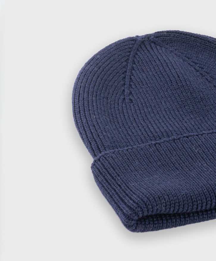 Bonnet en laine mérinos bleu marine