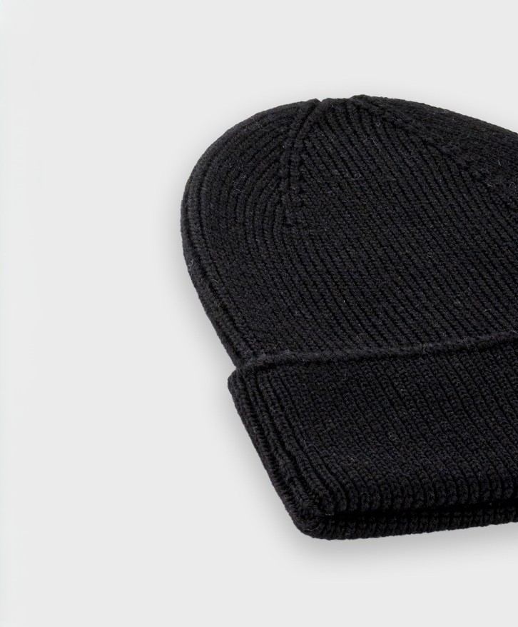 Bonnet en laine mérinos noir -