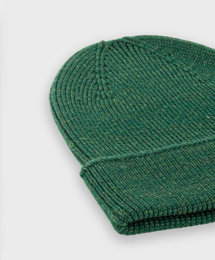 Bonnet en laine mérinos vert foncé