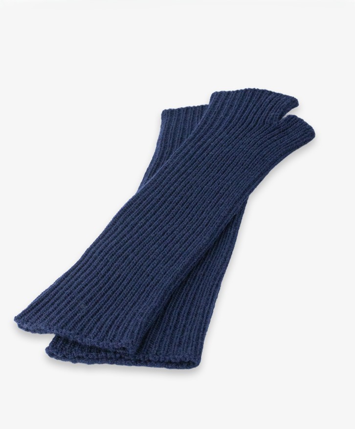 Mitaines longues en laine mérinos bleu marine