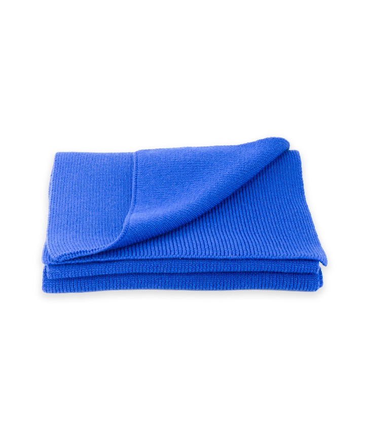 Echarpe bleu roi en laine mérinos -