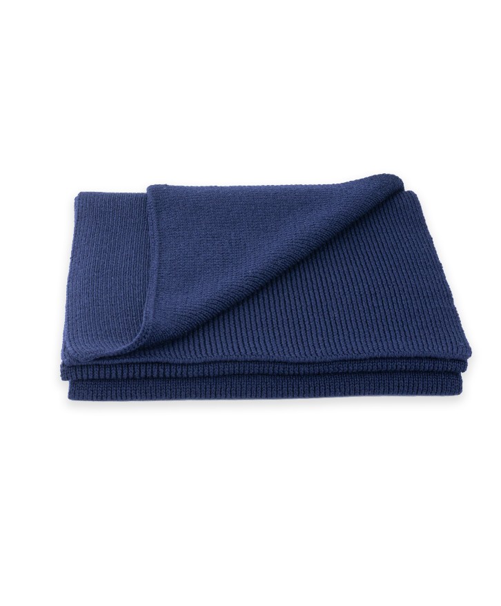 Echarpe bleu marine en laine mérinos -