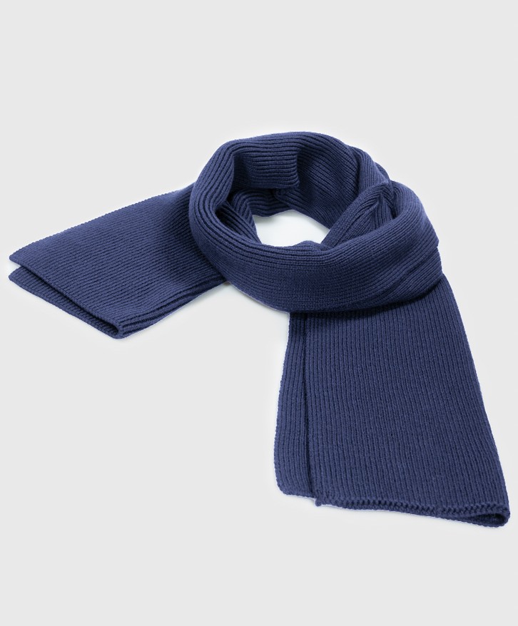 Echarpe bleu marine en laine mérinos -