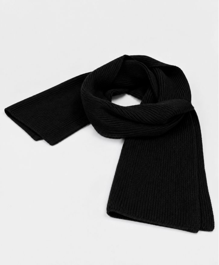 Echarpe noire en laine mérinos -