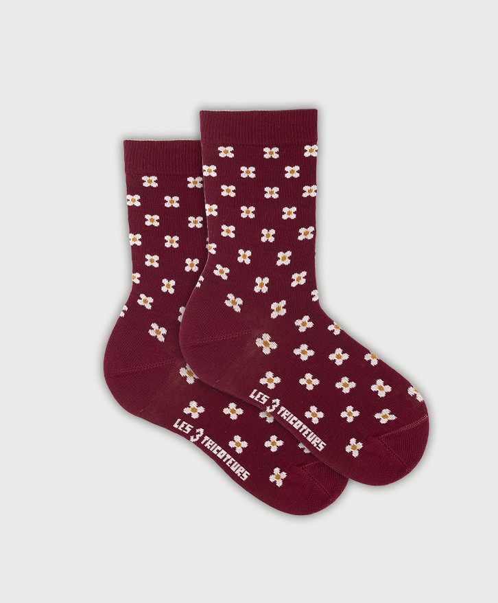 Chaussettes petites fleurs en coton bio