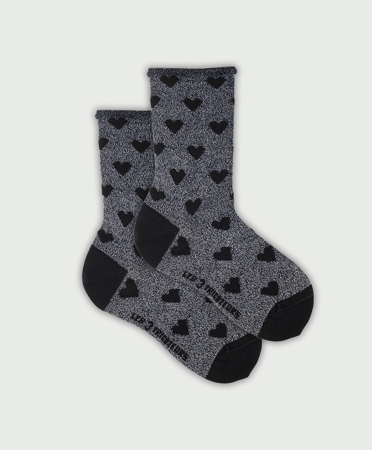 Chaussettes roulottées cœurs -