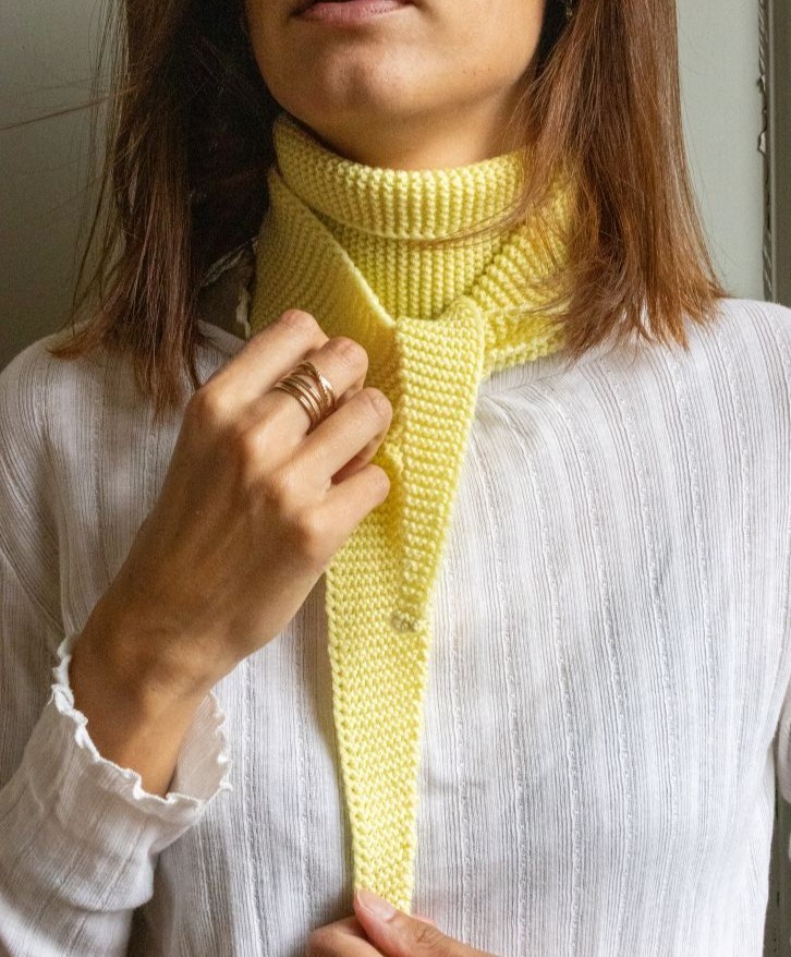 Foulard en laine mérinos jaune pâle -