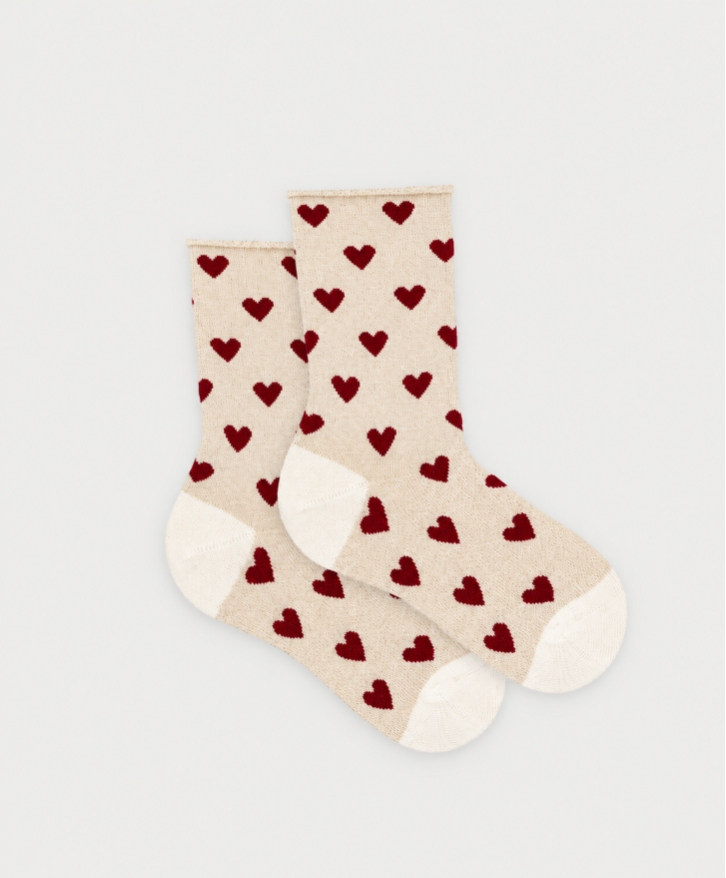 Chaussettes roulottées cœurs