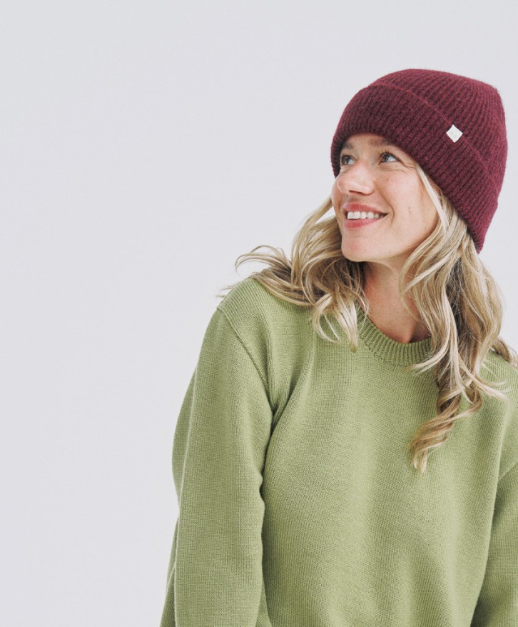 Pull col rond femme en laine mérinos - Vert olive