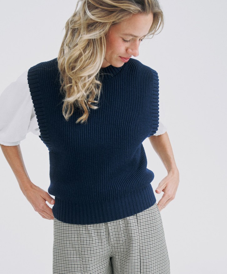 Pull sans manches femme - Marine -