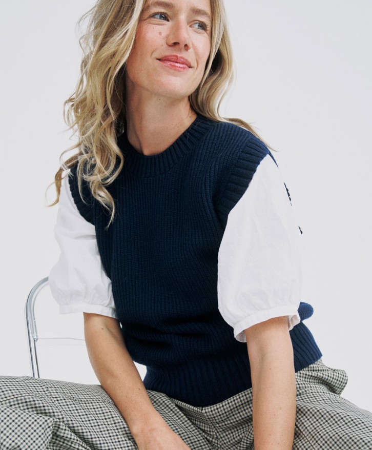 Pull sans manches femme - Marine