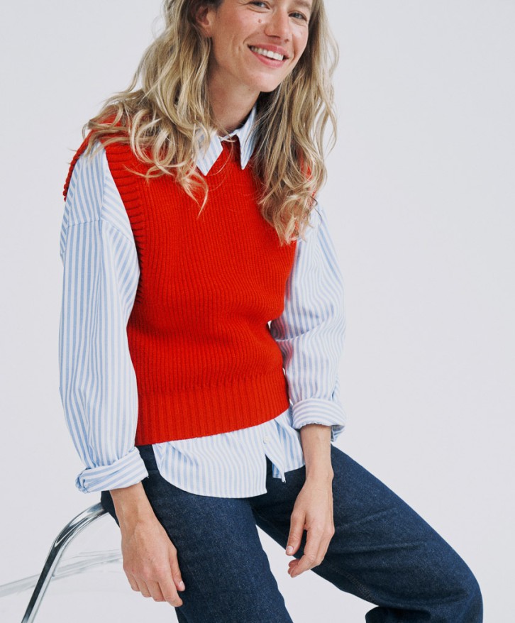 Pull sans manches femme - Rouge