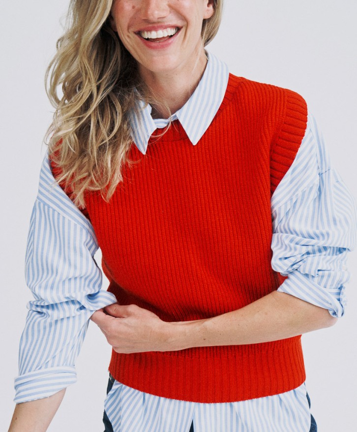Pull sans manches femme - Rouge -