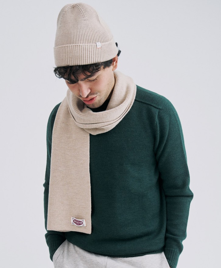 Bonnet en laine mérinos beige