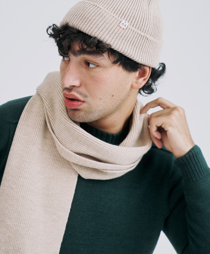 Bonnet en laine mérinos beige