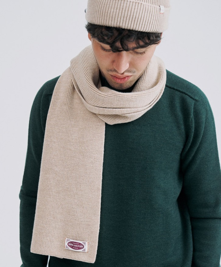 Echarpe beige en laine mérinos -