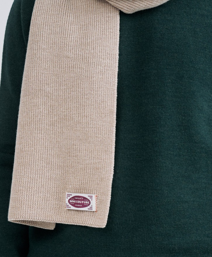 Echarpe beige en laine mérinos