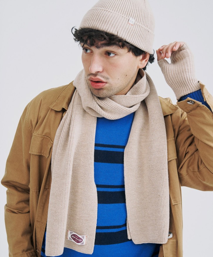 Mitaines en laine mérinos beige chiné