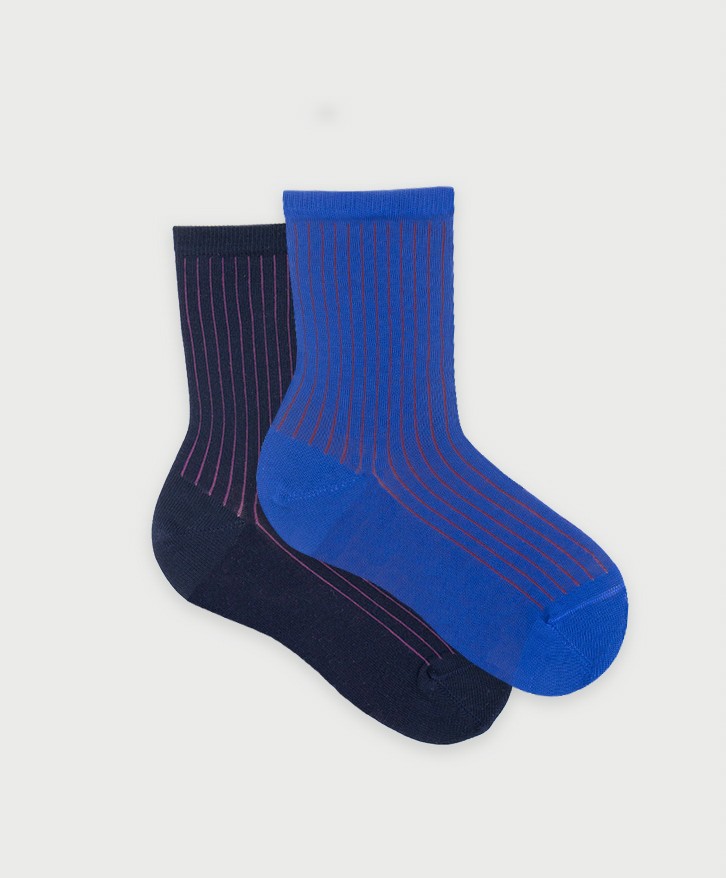 Pack chaussettes côtelées bicolores -
