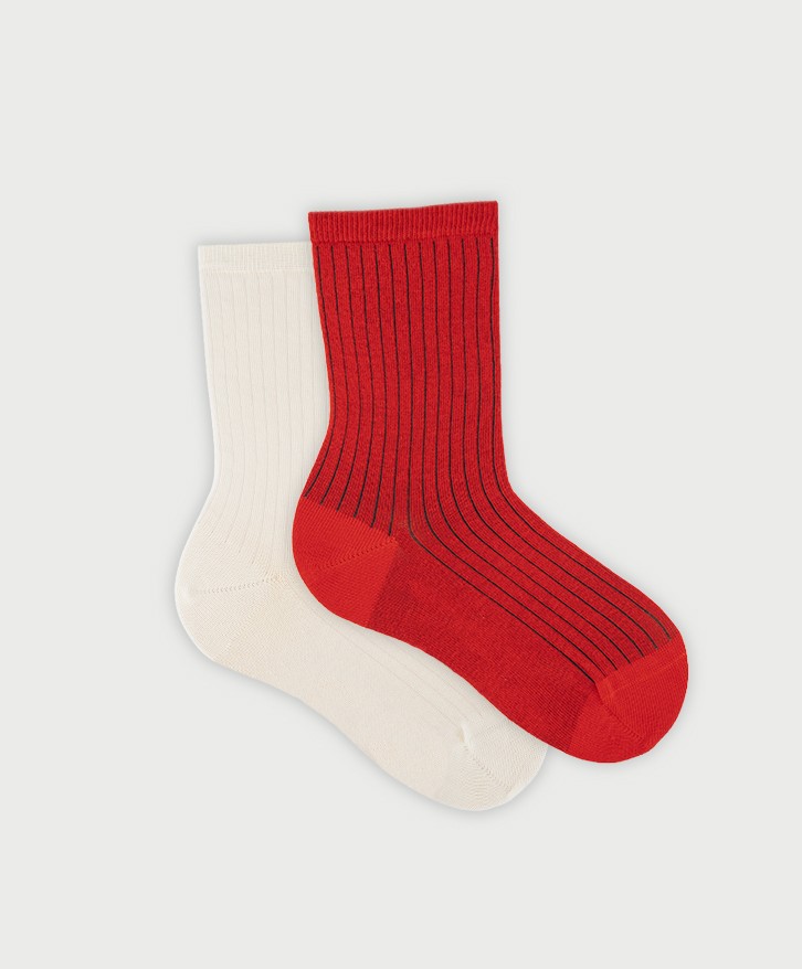 Pack chaussettes côtelées bicolores