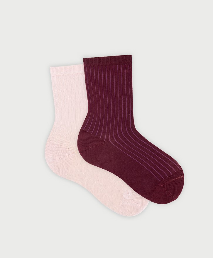 Pack chaussettes côtelées bicolores -