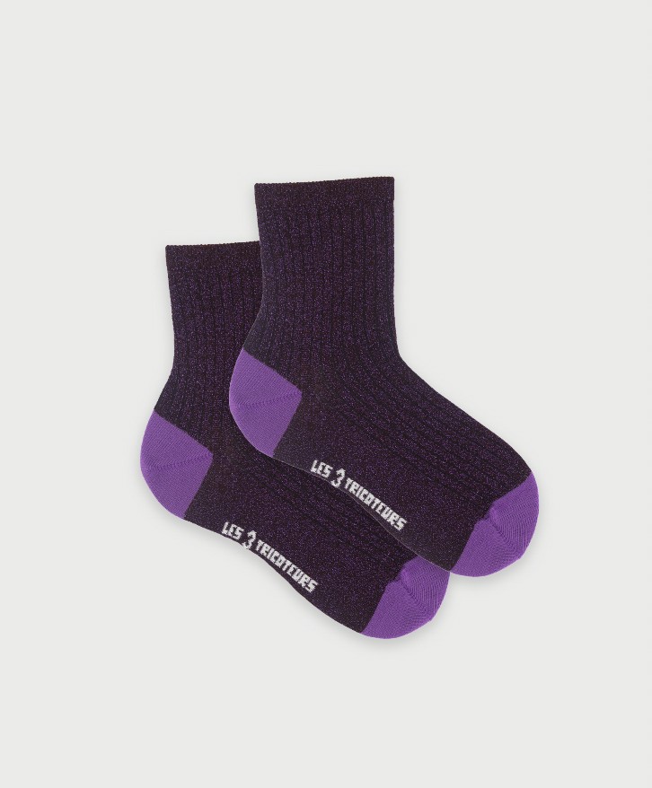 Pack 3 paires chaussettes côtelées paillettes