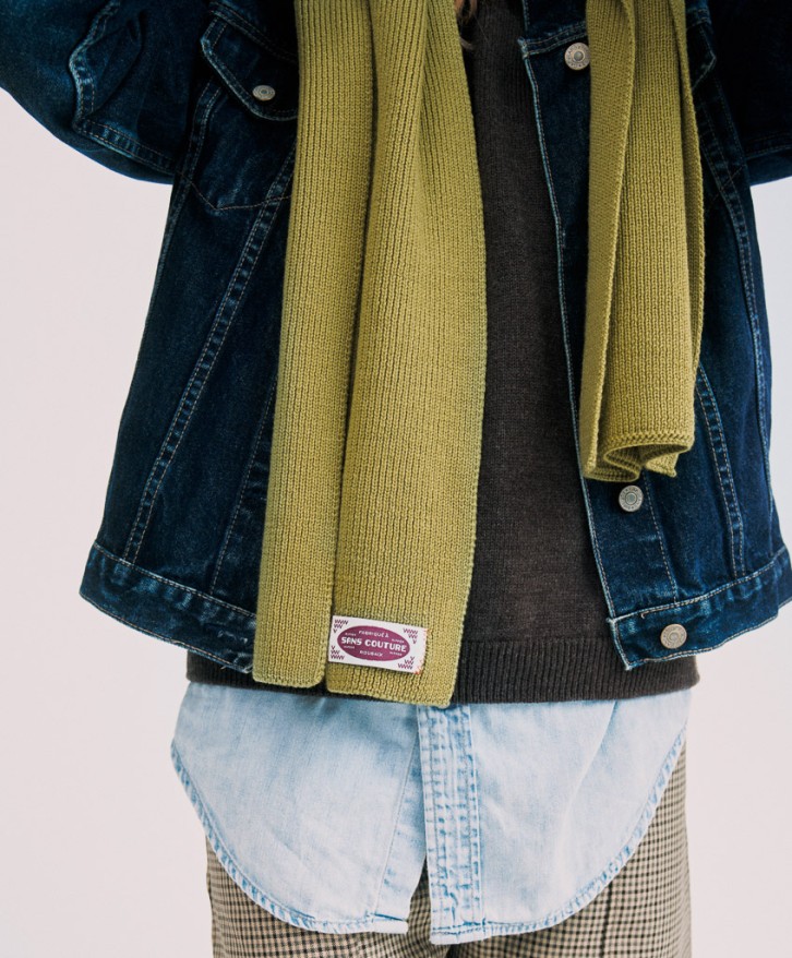 Echarpe vert olive en laine mérinos