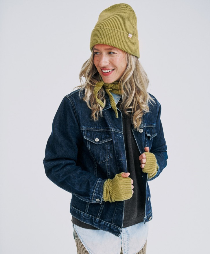 Bonnet en laine mérinos vert olive -
