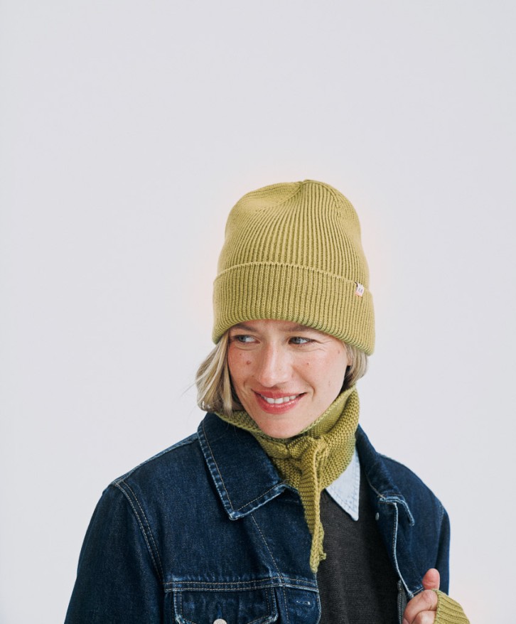 Foulard en laine mérinos vert olive -